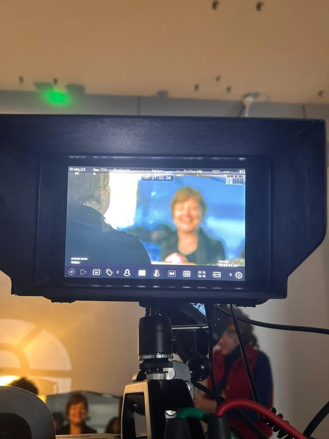 Monitor on set showing an actor