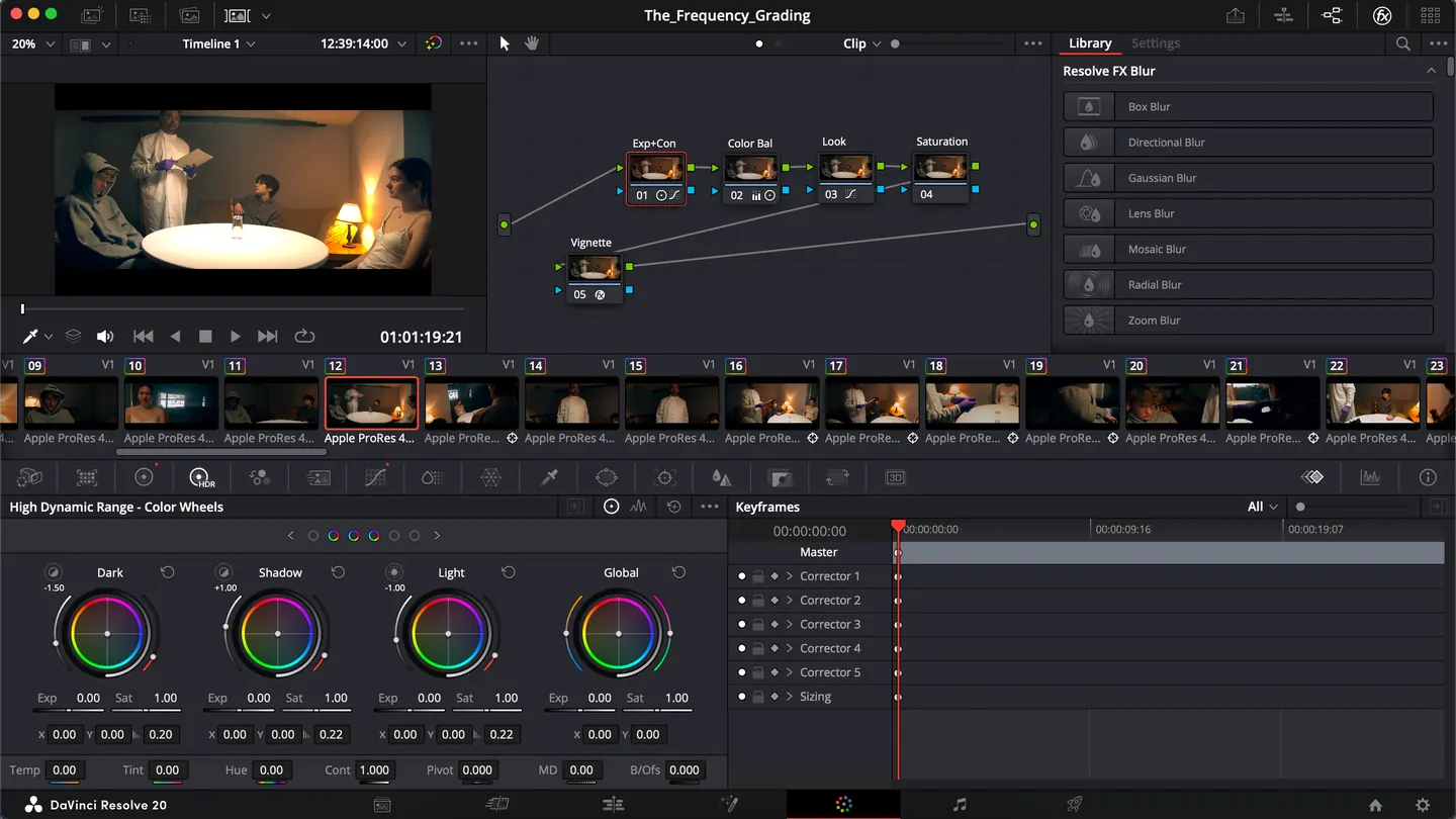 DaVinci Resolve colour page