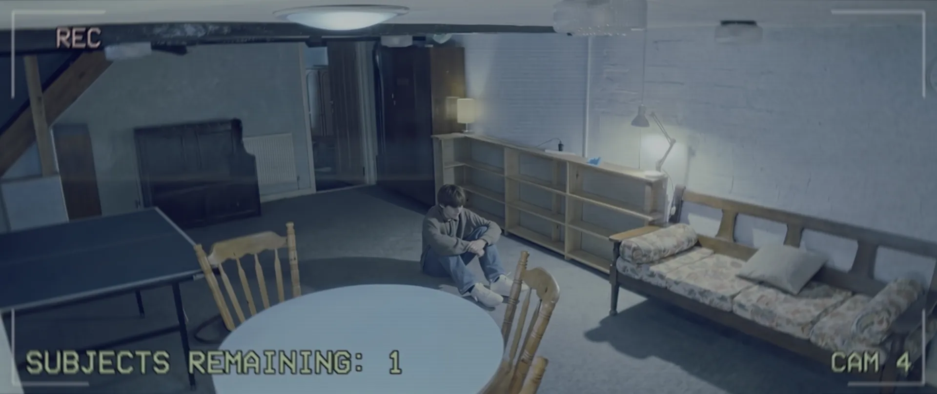 CCTV view of the flat, subjects remaining one
