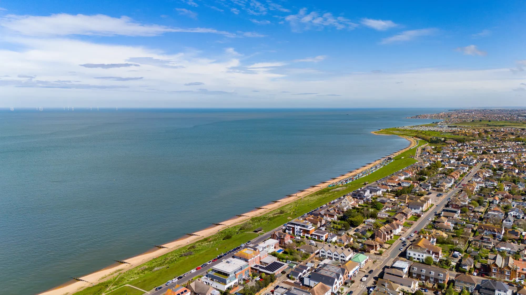 Tankerton slopes and beach huts from the air