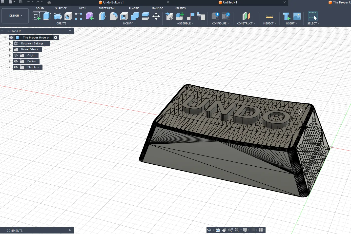 UNDO keycap modelled in Autodesk Fusion